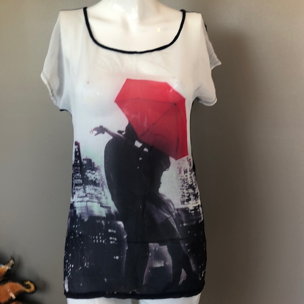 Oversized silk screen effect tee solid black back